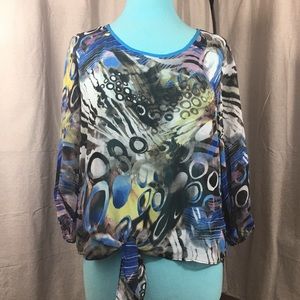 Ana Kimono Style Pull On Top | Chiffon | Tie Waist